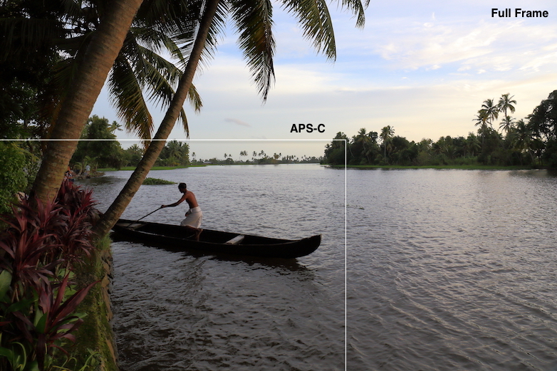 Angle of view of a 24mm lens on a full-frame and an APS-C sensor