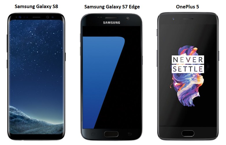 Samsung Galaxy S8 vs Samsung Galaxy S7 Edge vs OnePlus 5 ...