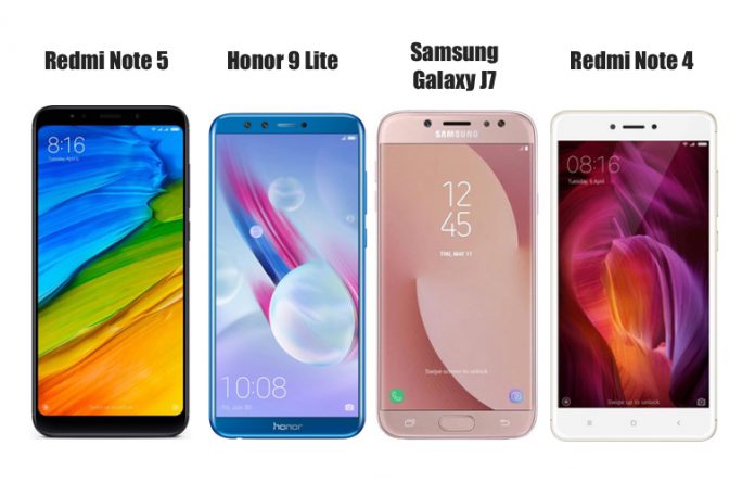 Redmi Note 5 vs. Honor 9 Lite vs. Samsung Galaxy J7 vs. Redmi Note 4: Price in India, Features