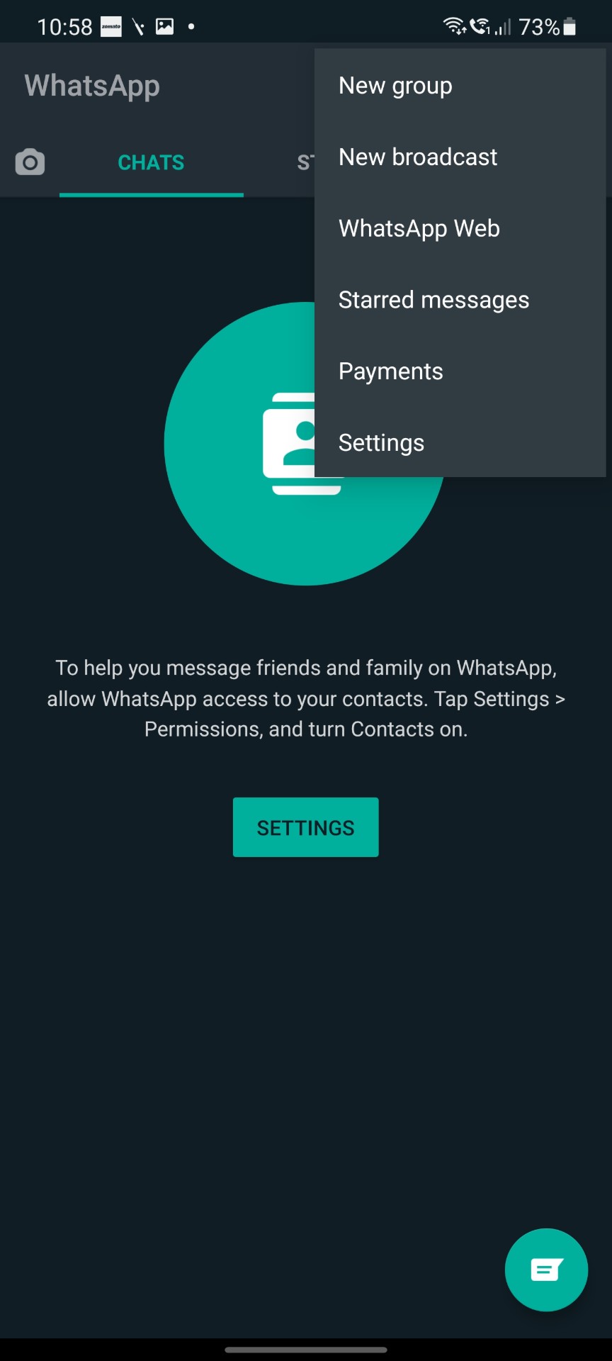 Whatsapp delete chat