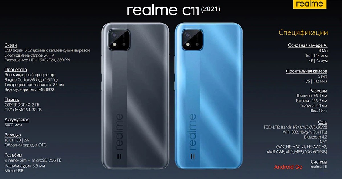 Realme C11 21 With Unisoc Soc Android Go Os 5000mah Battery Launched Price Specifications