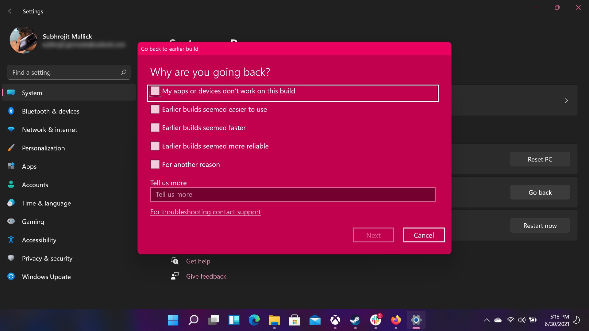 roll windows 11 back to 10